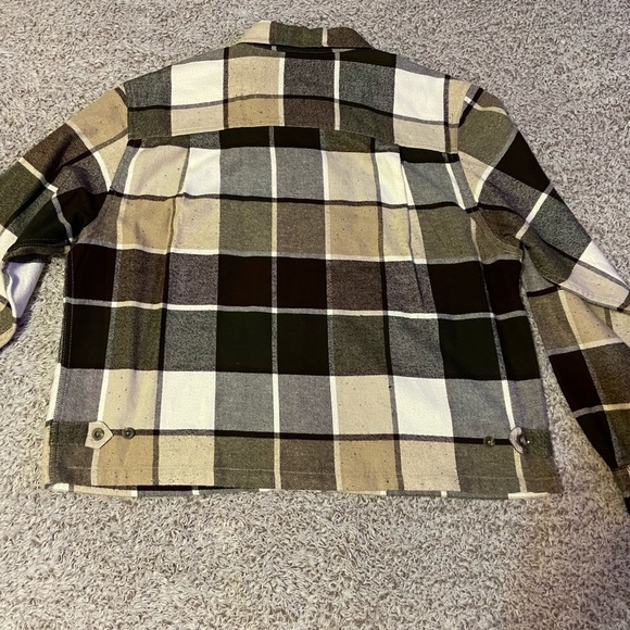 dressbarn women’s zipper coat plaid tan/cream/brown/black size large - Picture 3 of 11